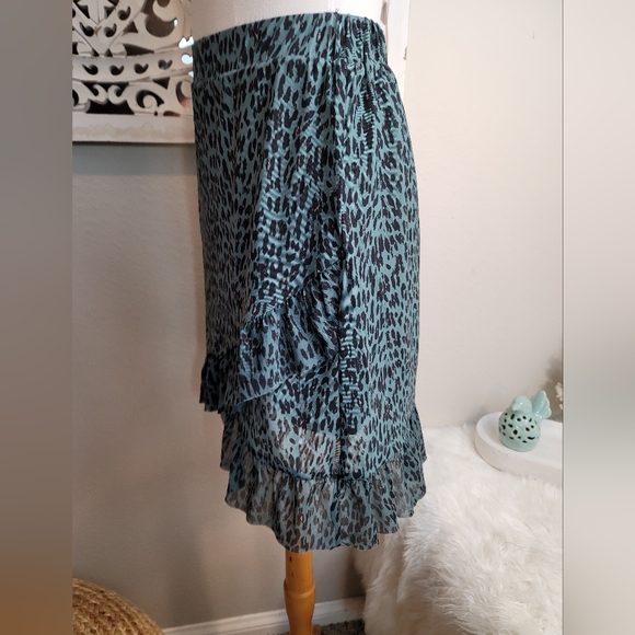 MSCH MOSS COPENHAGEN KALI MESH AOP RUFFLE GREEN MINI SKIRT WOMENS SZ EXTRA SMALL - Picture 16 of 16